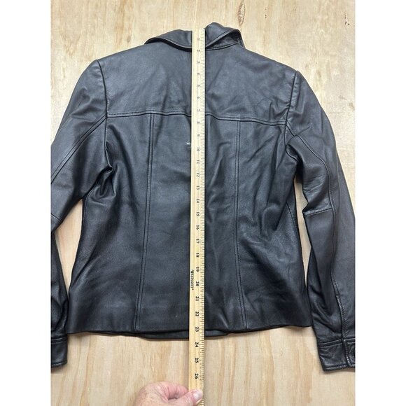 Valerie Steven’s Women’s Leather Zip Jacket S black Moto Grunge Goth Short - Picture 6 of 7